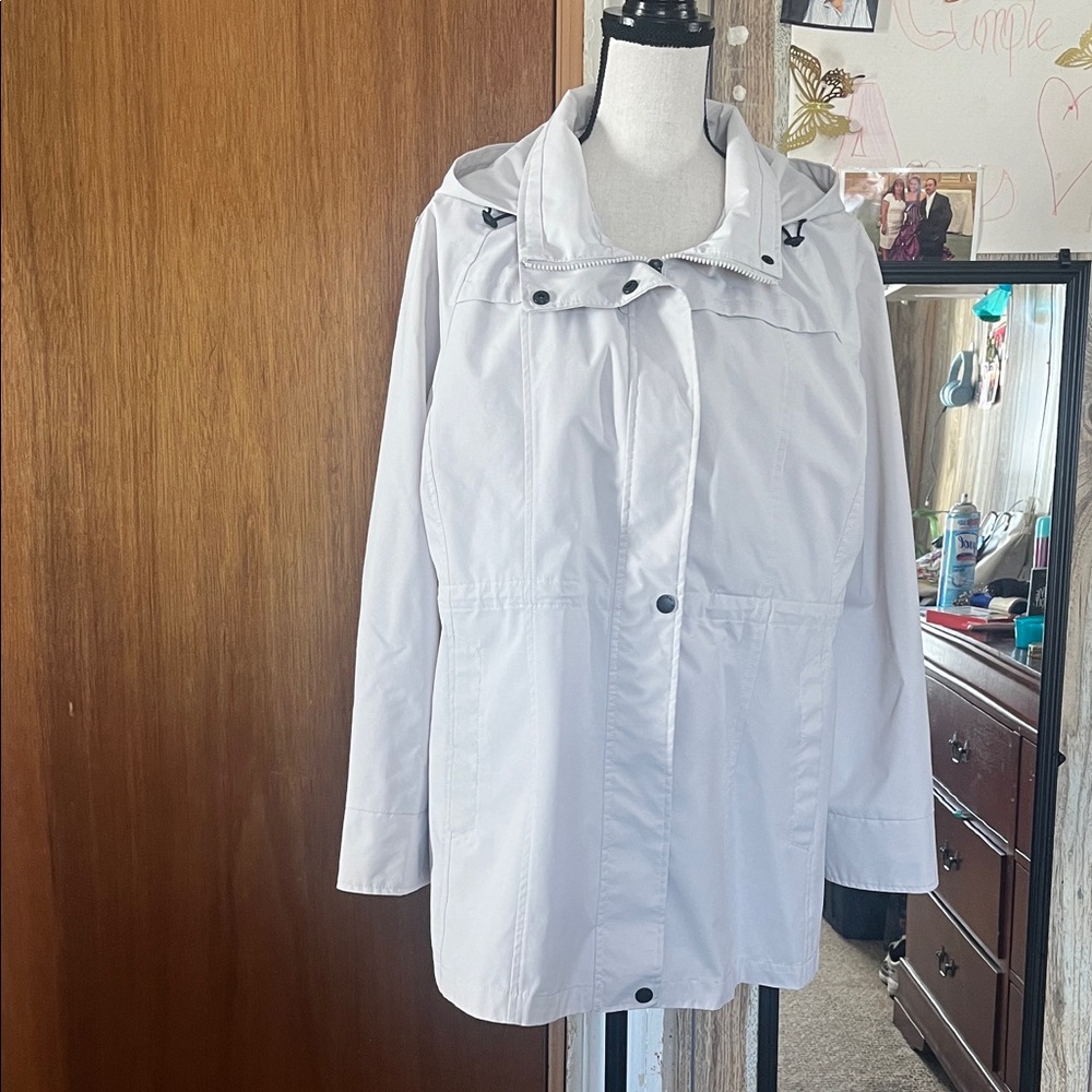Women's Hooded Light Gray Trench Coat